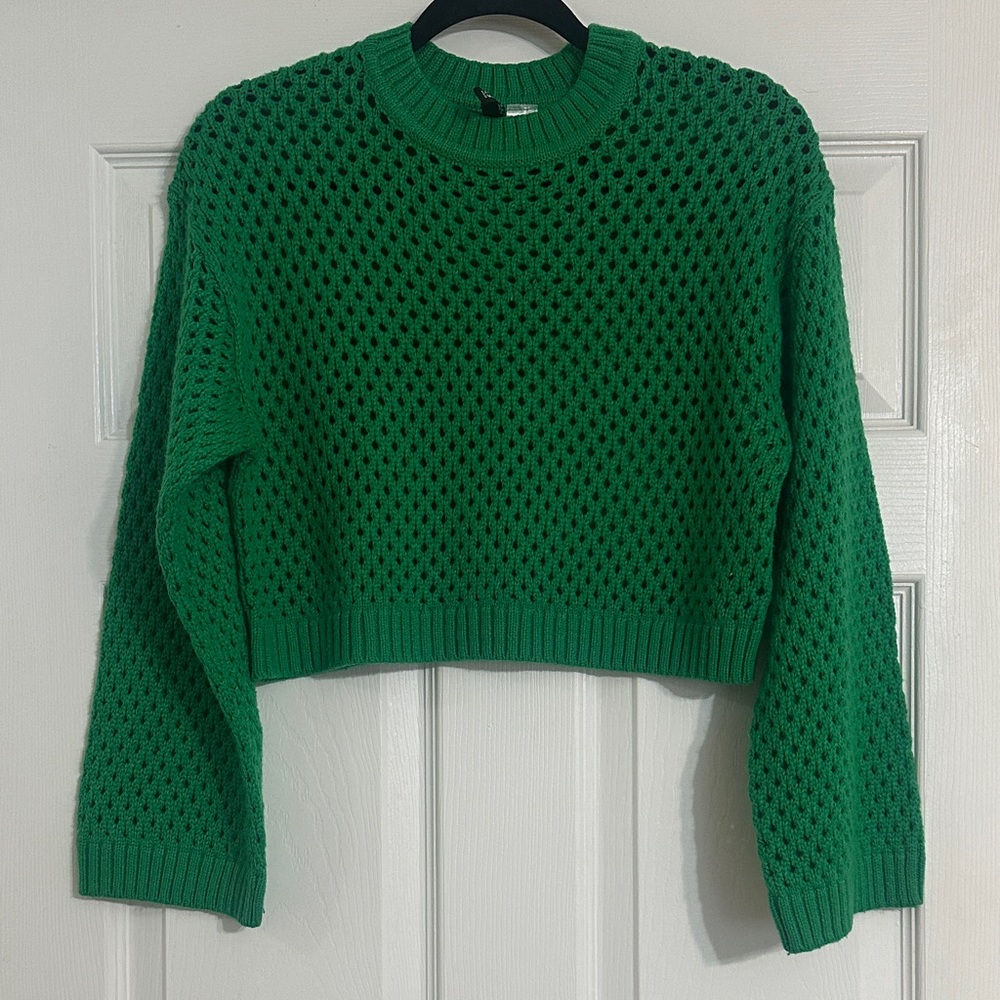 H&M Green Knit cropped Sweater